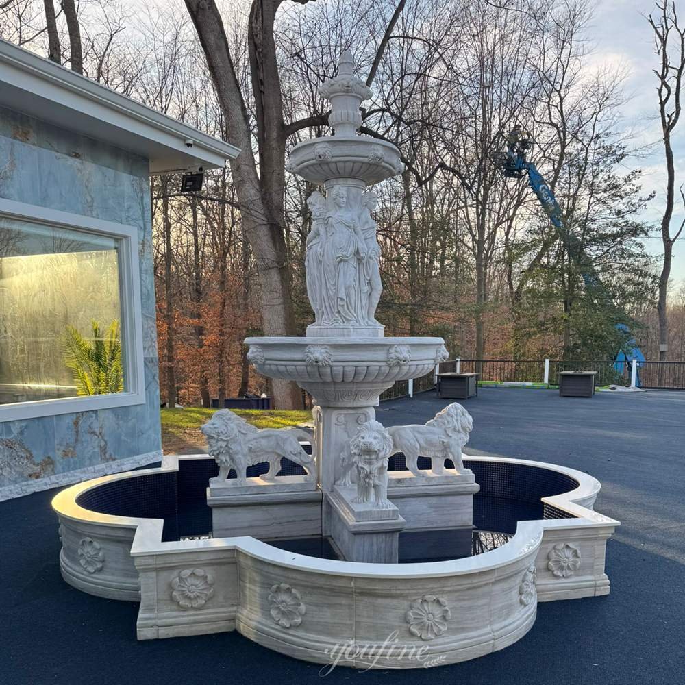 british manor courtyard marble lion fountain feedback