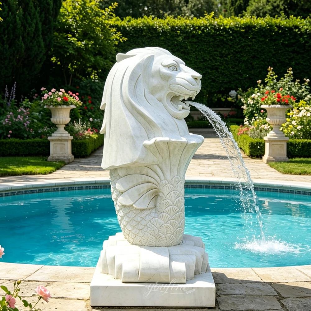 carved singapore marble merlion water fountain replica