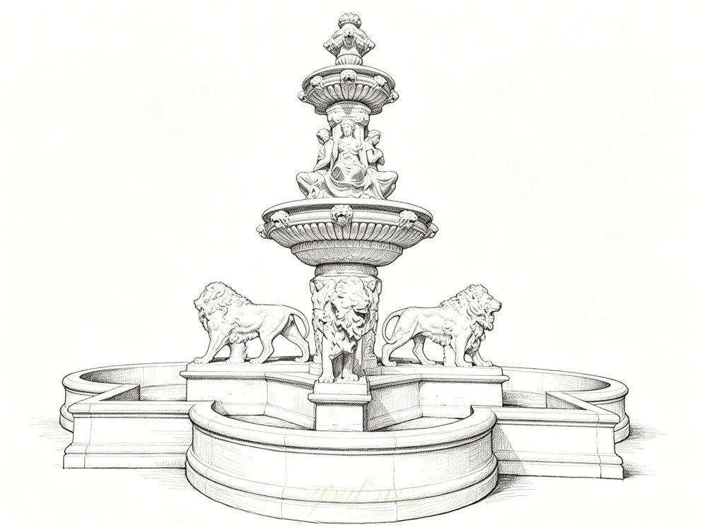design of the marble lion fountain