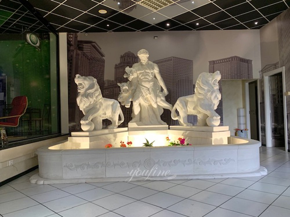 france hotel lobby marble lion and hercules fountain feedback