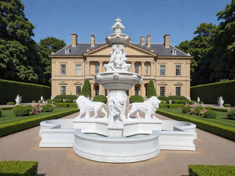 Installation support for the custom marble lion fountain