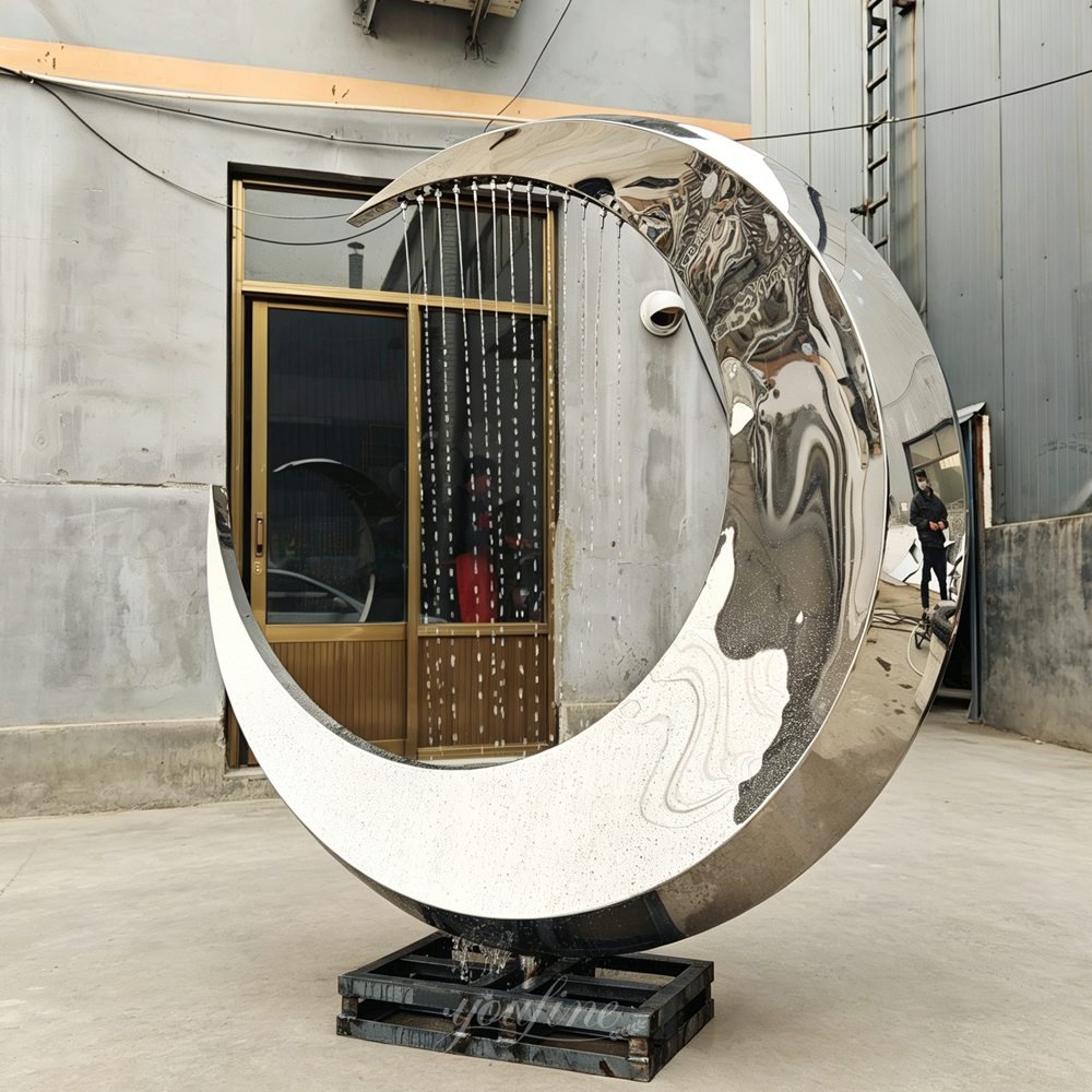 polished metal crescent moon sculpture fountain for sale polished metal crescent moon sculpture fountain for sale