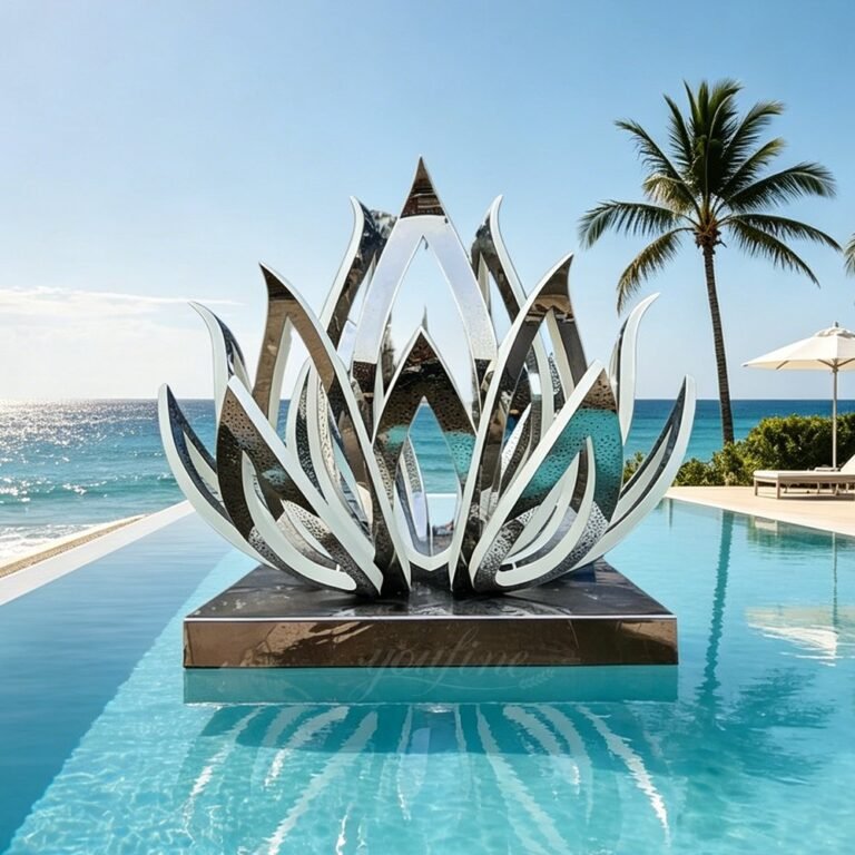 stainless steel lotus flower water fountain for pool decor