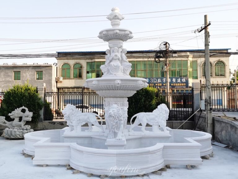 Assembly & water test for the custom marble lion fountain