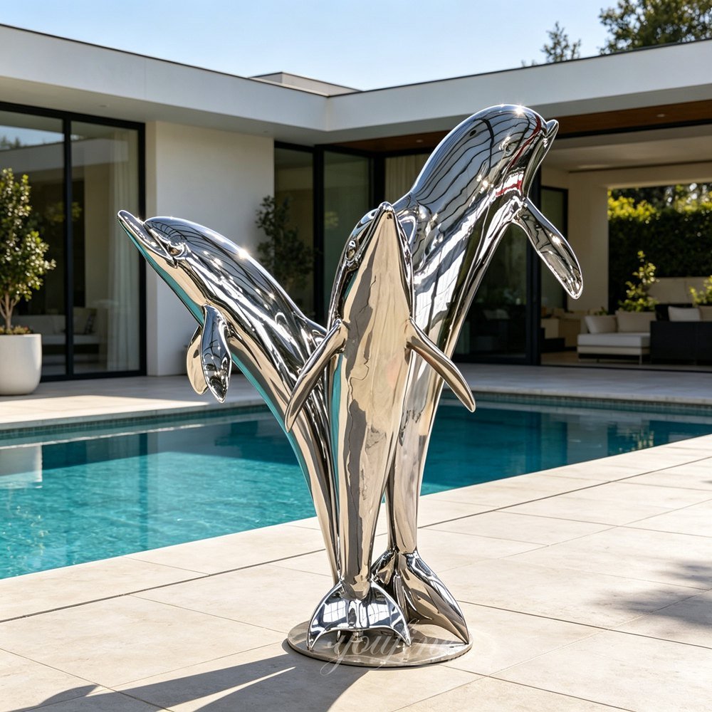 3 stainless steel dolphin sculptures for villa decor 3 stainless steel dolphin sculptures for villa decor