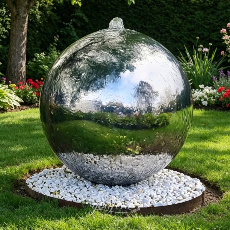 custom stainless steel sphere water feature fountain for gardens