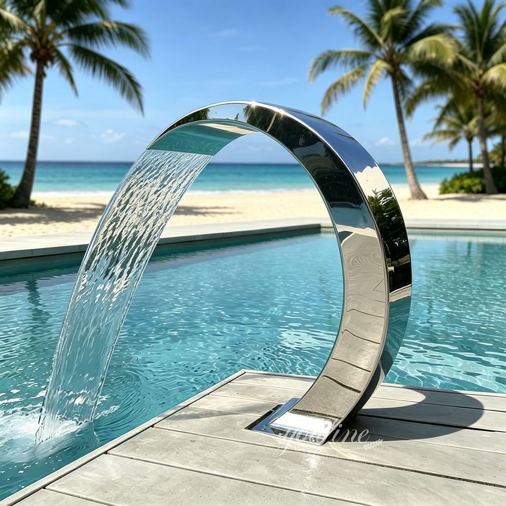 mirror c shape stainless steel pool fountain for hotel decor mirror c shape stainless steel pool fountain for hotel decor