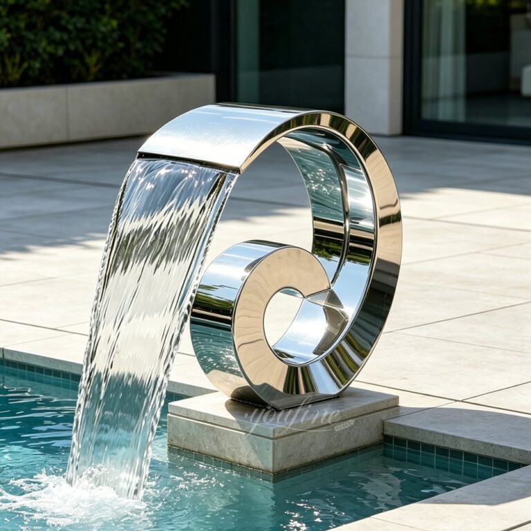 polished six shape stainless steel pool fountain for villa