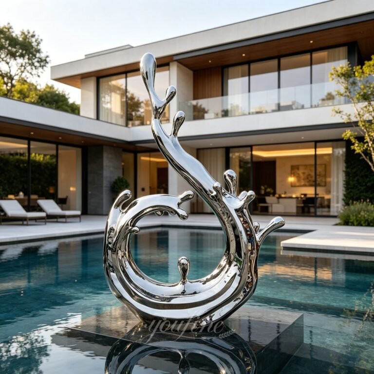 stainless steel wave sculpture for villa decor