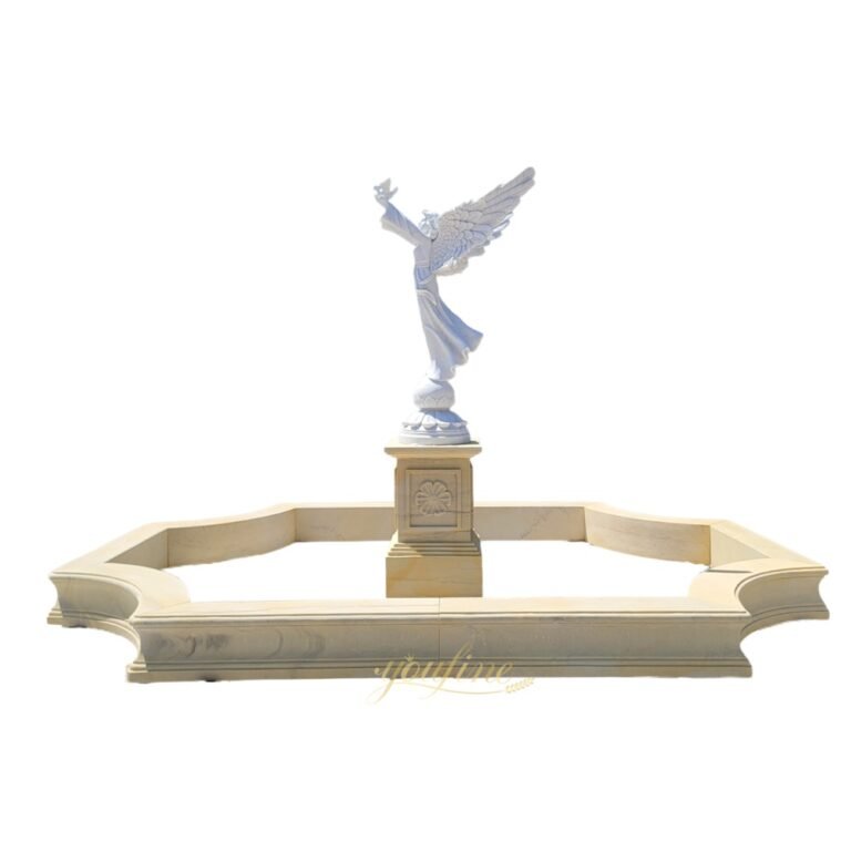 carved angel holding a dove sculpture fountain