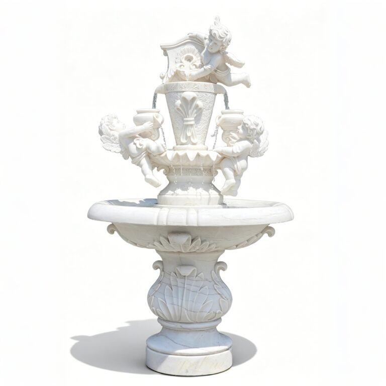 european water fountain with three playful cherub statues