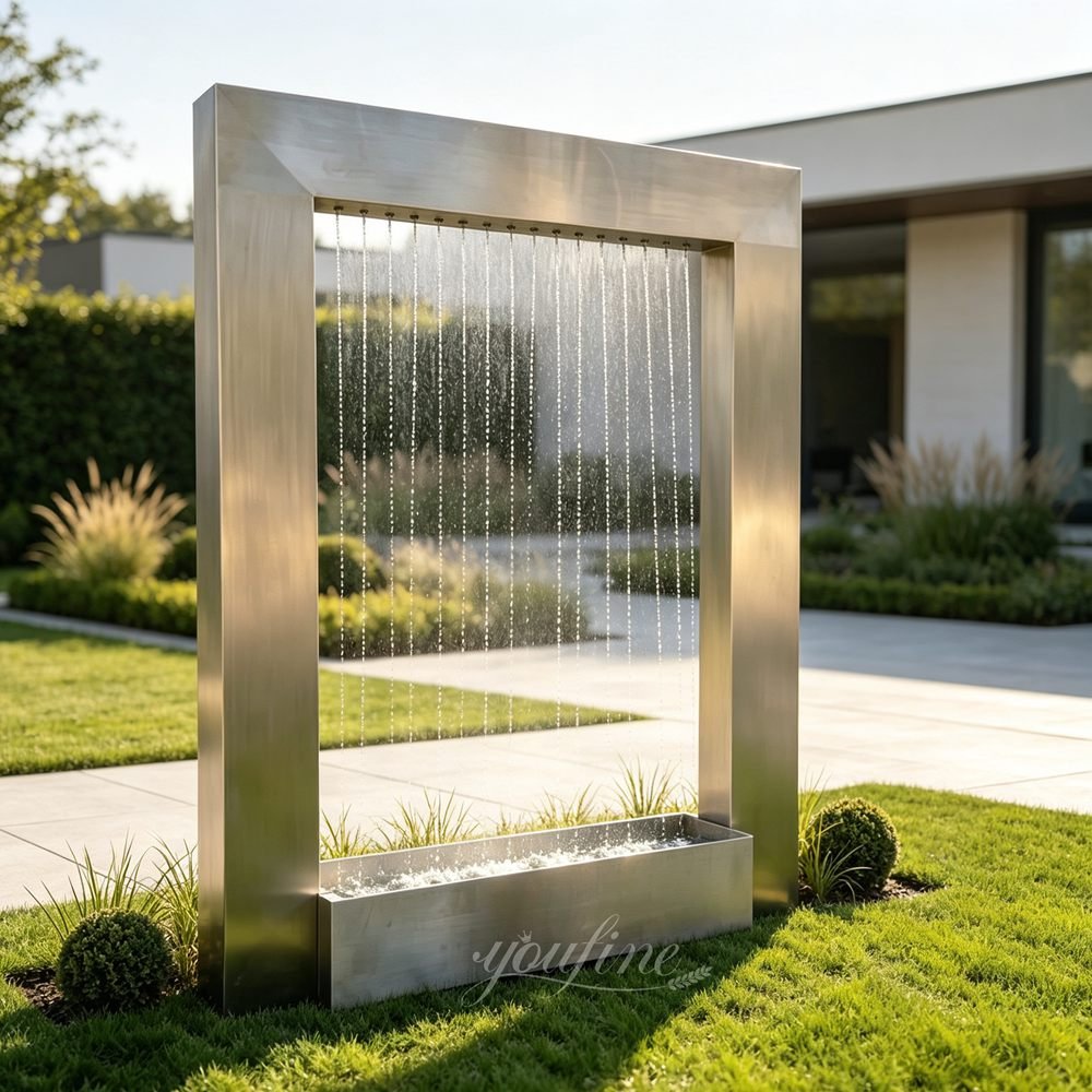 matte rectangular stainless steel rain curtain fountain for yard matte rectangular stainless steel rain curtain fountain for yard