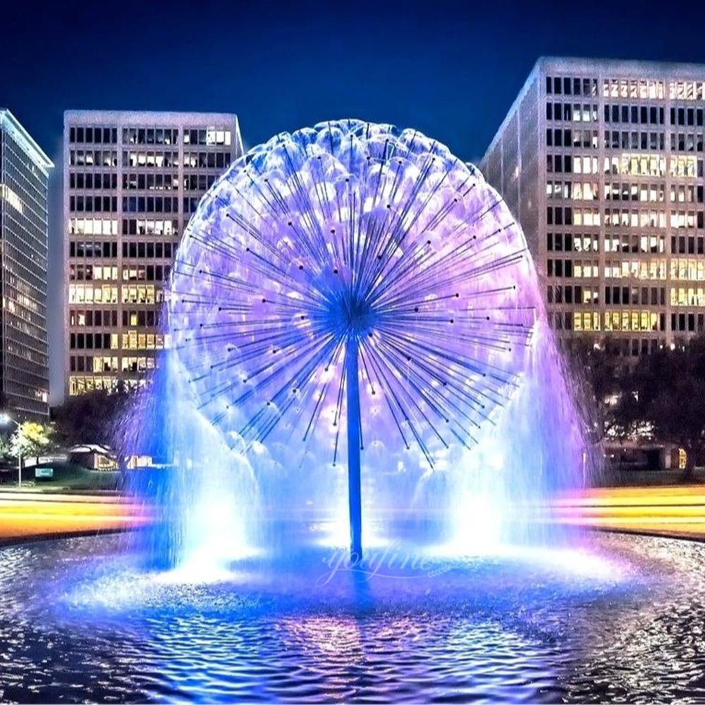 outdoor stainless steel dandelion fountain with lights outdoor stainless steel dandelion fountain with lights