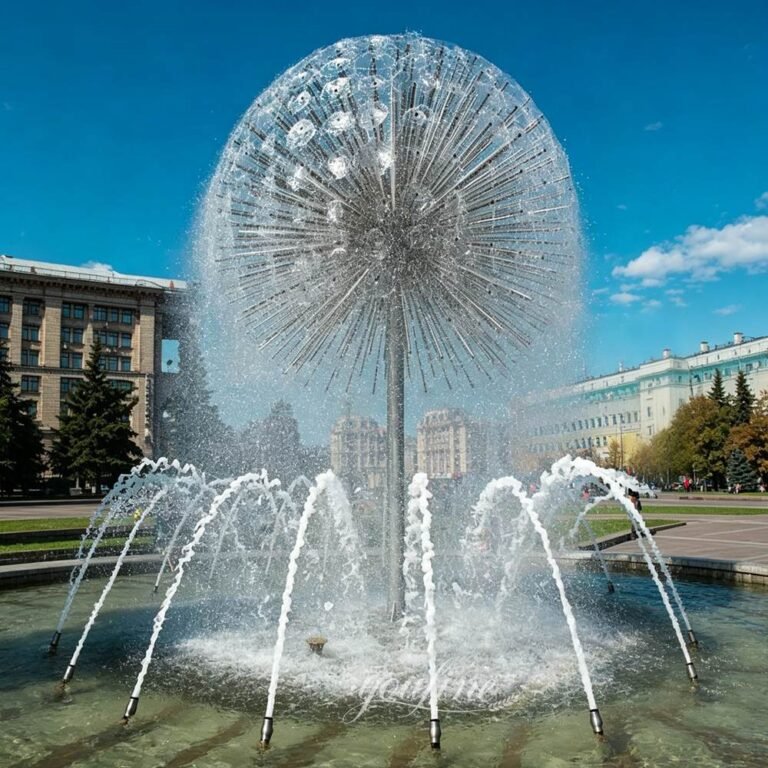 outdoor stainless steel dandelion water fountain for sale