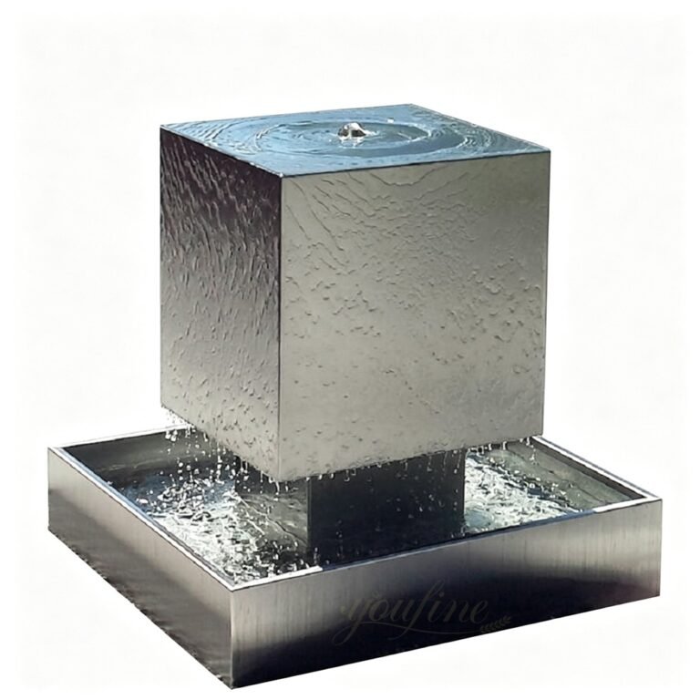 stainless steel matte cube water fountain