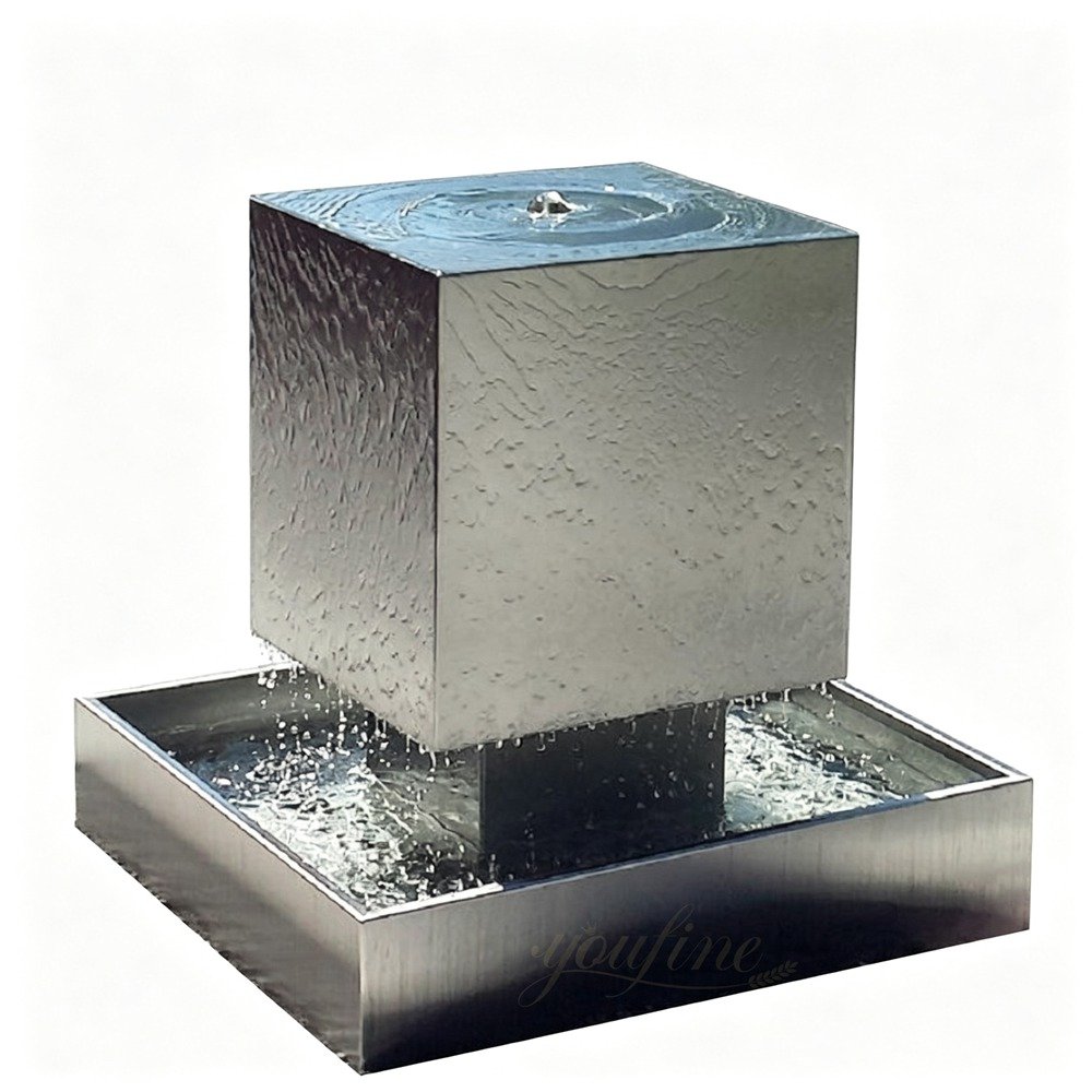 stainless steel matte cube water fountain for sale stainless steel matte cube water fountain