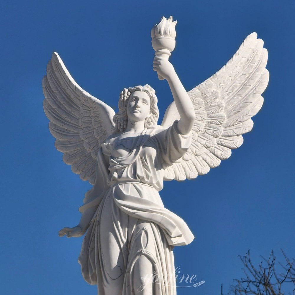 3 tiered fountain with an angel statue holding a torch angel detail 3 tiered fountain with an angel statue holding a torch angel detail