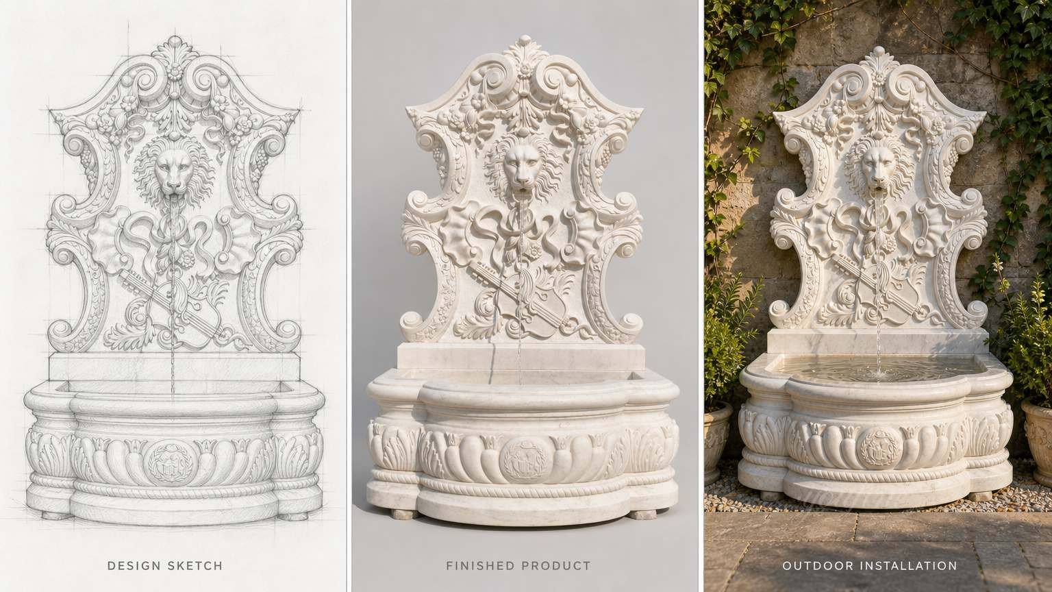 custom service of a marble wall fountain