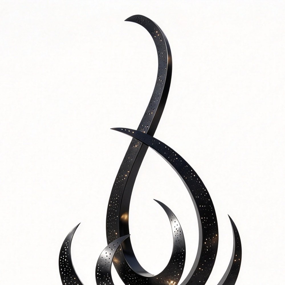 metal black abstract sculpture fountain detail metal black abstract sculpture fountain detail