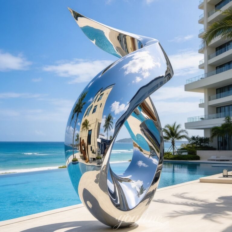 modern mirror abstract twisted sculpture