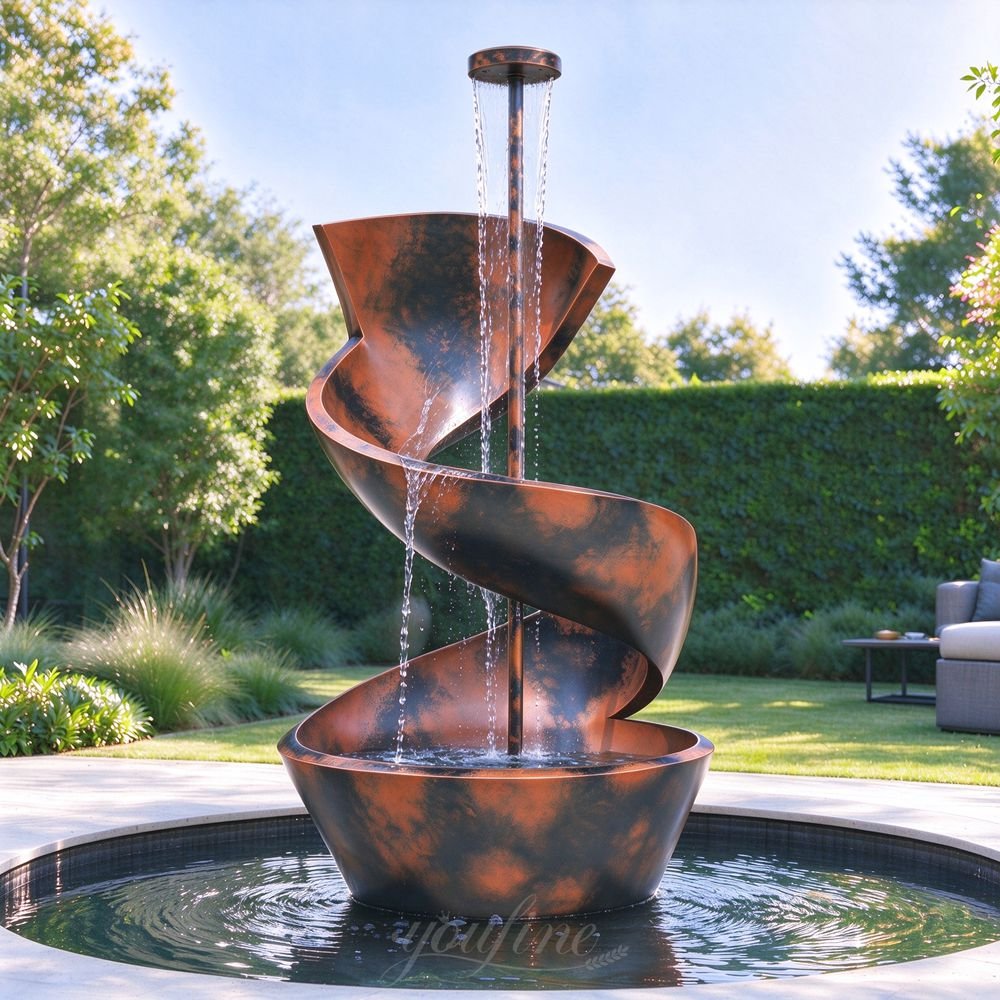 stainless steel painted brown black spiral metal fountain for garden stainless steel painted brown black spiral metal fountain for garden