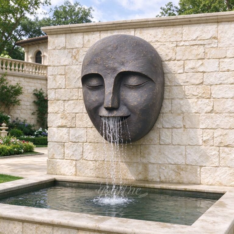 black bronze face sculpture fountain for yard wall decor