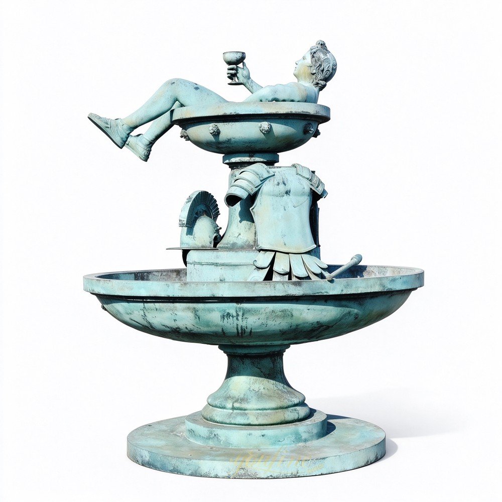 resting gladiator bronze patina two tier water fountain for sale resting gladiator bronze patina two tier water fountain